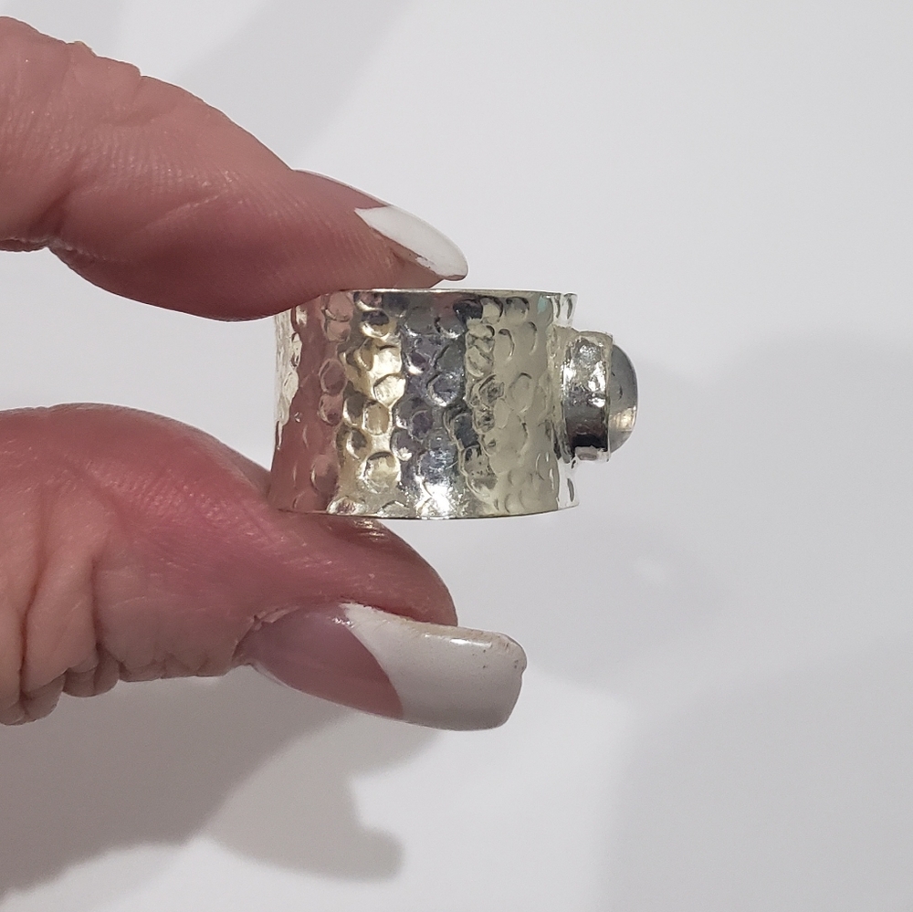 Rainbow Moonstone Gemstone, 925 Silver Ring - image 4